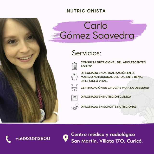 Carla Fernanda  Gómez Saavedra , Nutricionista Curicó
