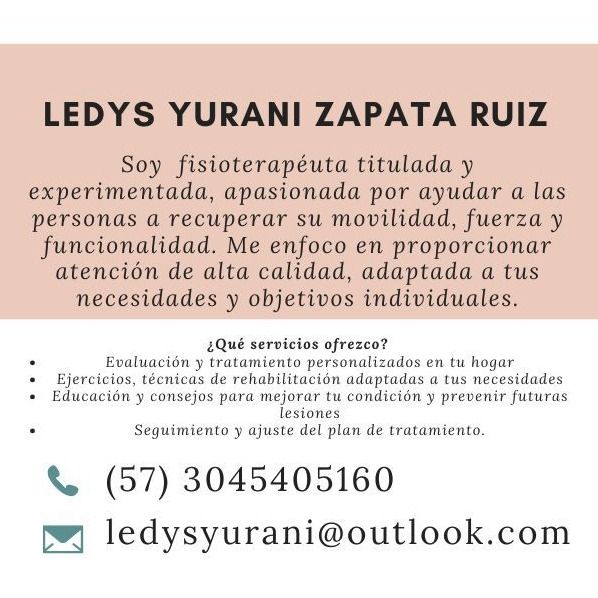 Ledys Yurani Zapata Ruiz, Fisioterapeuta Bello