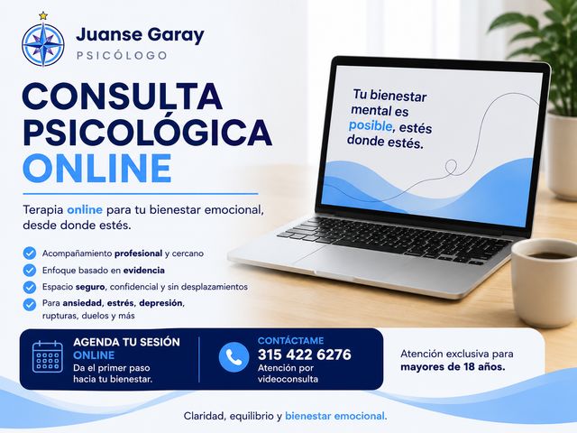 Acercar imagen: Psicólogo Online | Ansiedad, Depresión, Duelo y Bienestar | Juanse Garay
