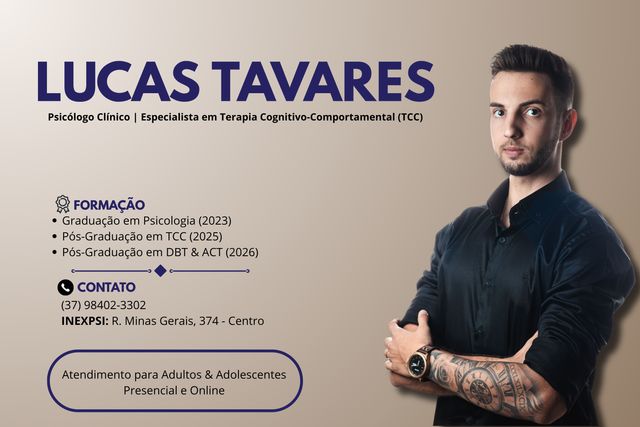 Ampliar imagem: Lucas Tavares - Psicólogo Clínico e Especialista em Terapia Cognitivo-Comportamental