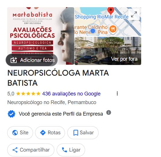 Ampliar imagem: Marta Batista Psicóloga e Neuropsicóloga LTDA  PRESENCIAL