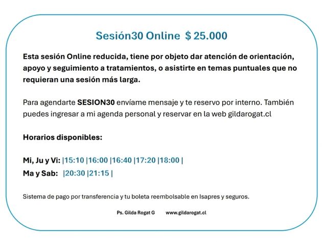 Acercar imagen: Sesión ONLINE _ Ps. Gilda Rogat.