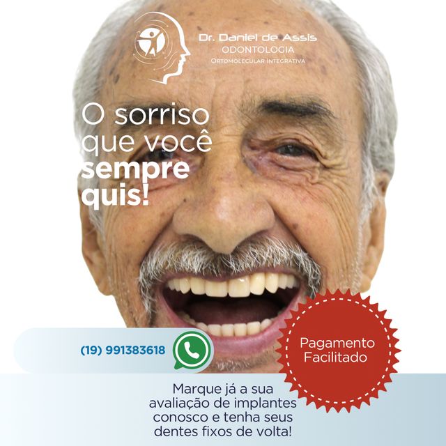 Ampliar imagem: Dr. Daniel Roberto De Assis - Cirurgião-dentista Biológico- Especialista em Implantes Dentários e Ortomolecular